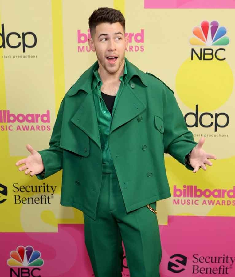 Billboard Music Awards 2021 Nick Jonas Peacoat